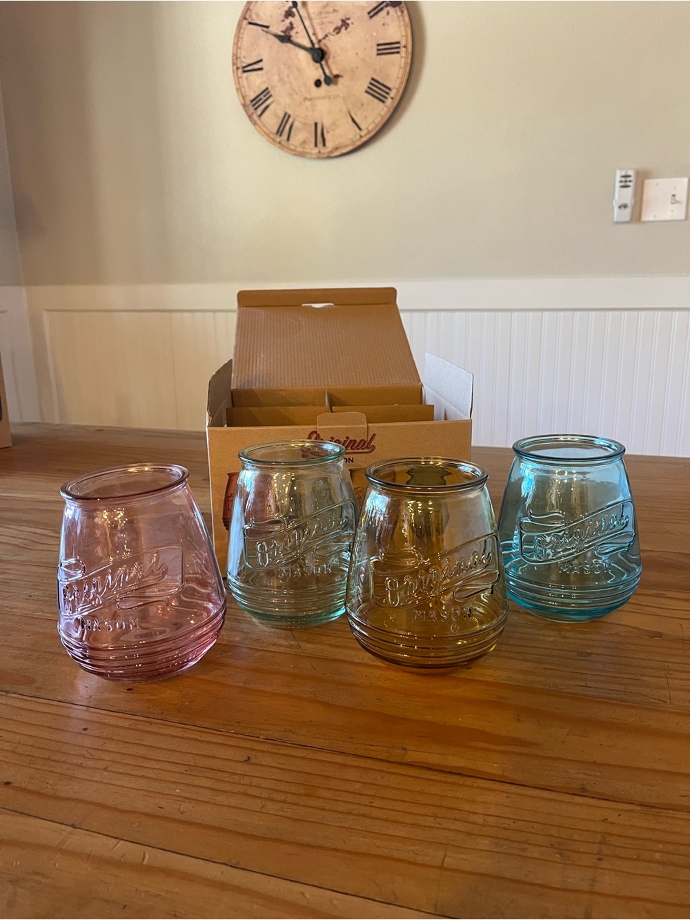 Original Mason Set of 4 Colored Stemless Wine Glasses by Home Essentials